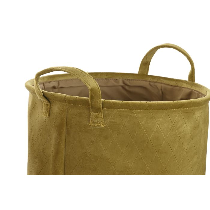 DKD Home Decor Cesta Set de 3 (2 Unidades) Mostaza Terracota Poliester 38 x 40 x 38 cm 1