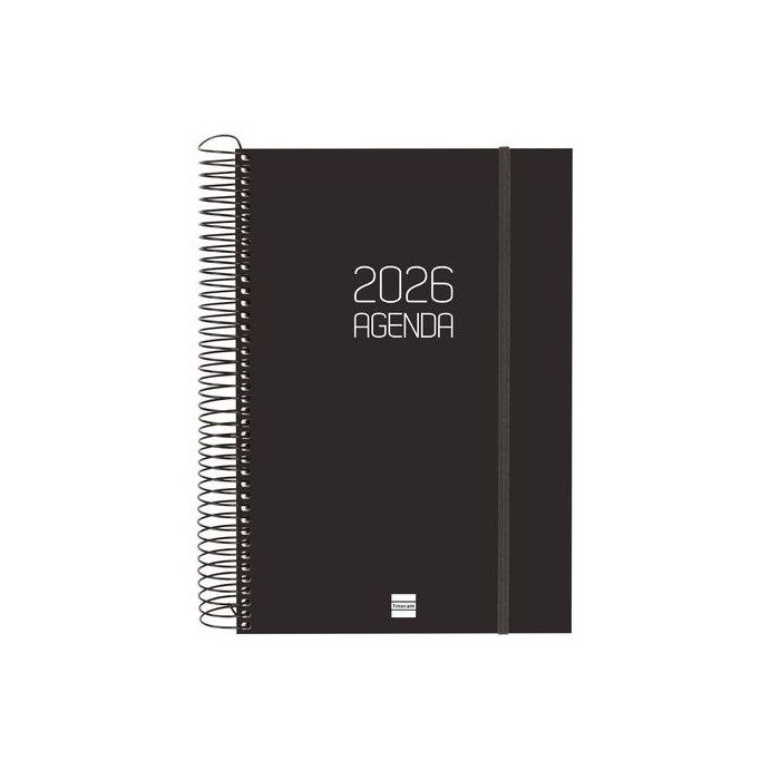 Finocam Agenda Espiral E11-165x242 mm Negro 2026 Profesional Sobremesa