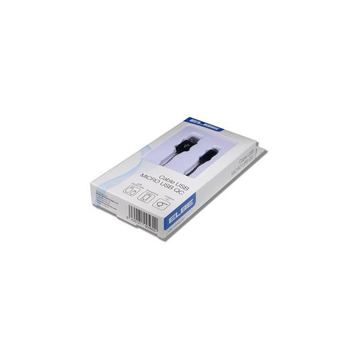 Elbe CA-118-MICRO Cable USB a Micro USB Alta Velocidad Carga Rápida QC 2A Sincronización Datos 480Mbps 1m 2