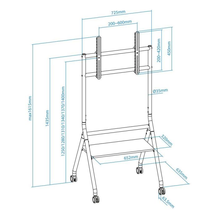 TooQ iDREAMS FS20206M-B Soporte de Suelo con Ruedas Nivelable para TV 37-86" hasta 80kg, VESA 200x200-600x400, Negro 8 TooQ iDREAMS FS20206M-B Soporte de Suelo con Ruedas Nivelable para TV 37-86" hasta 80kg, VESA 200x200-600x400, Negro 8