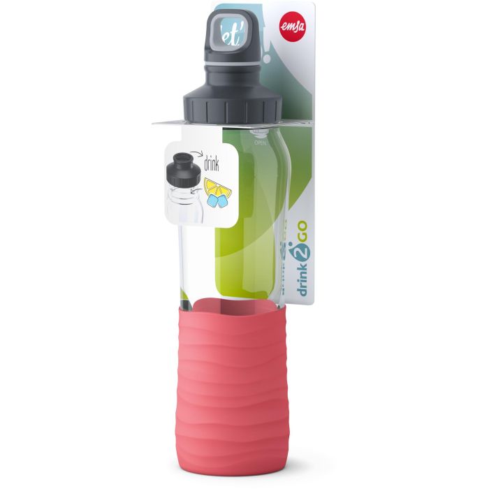 Emsa N31004 Drink2Go Glas Trinkflasche : 0.7 Liter Korall-Rot 3
