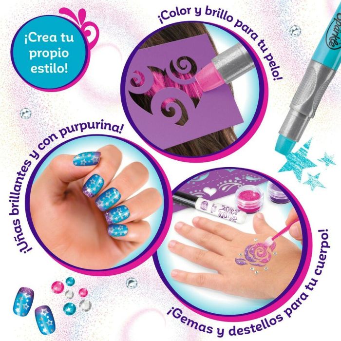 Set de Belleza Cra-Z-Art 2 x 13 x 2 cm Infantil Uñas Pelo Cuerpo Purpurina 4 Unidades 2