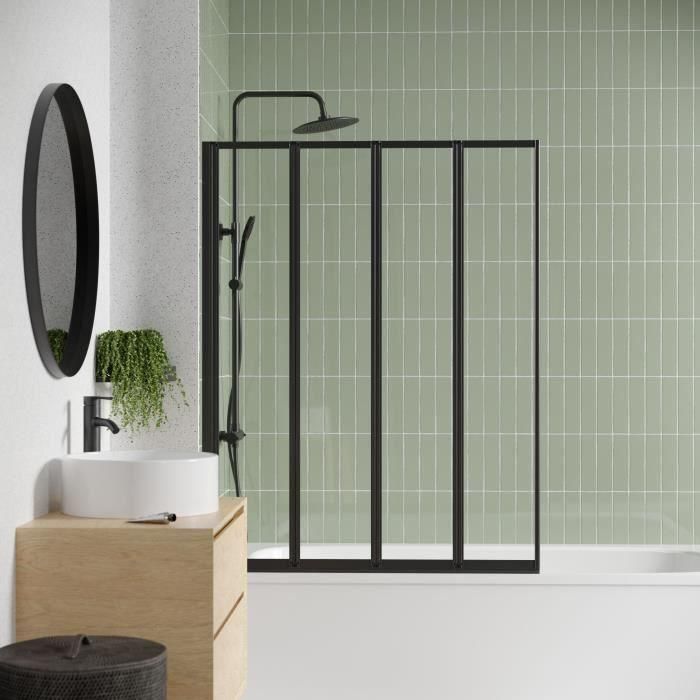 Gelco GEL3467937118968 Mampara de bañera 4 paneles Lexia Negro 110x140 cm
