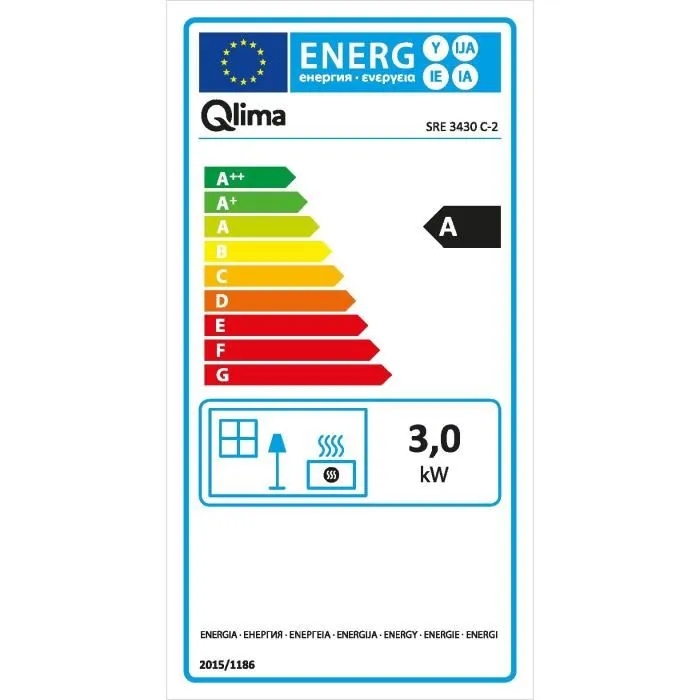 Qlima SRE3430C2 Estufa electrónica de queroseno 3 kW para 120m³ / 48m², Sistema antiolor, Termostato, Eficiencia Energética 1 Qlima SRE3430C2 Estufa electrónica de queroseno 3 kW para 120m³ / 48m², Sistema antiolor, Termostato, Eficiencia Energética 1