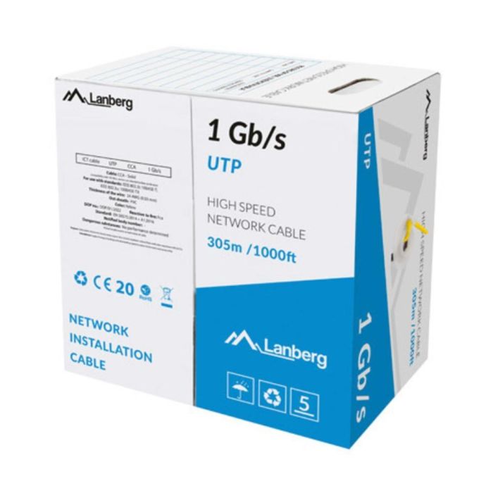 Lanberg LCU6-10CC-0305-Y Bobina de Cable de Red UTP Cat 6 Amarillo de 305 Metros con Velocidad Gigabit 1000 Mbit/s Lanberg LCU6-10CC-0305-Y Bobina de Cable de Red UTP Cat 6 Amarillo de 305 Metros con Velocidad Gigabit 1000 Mbit/s
