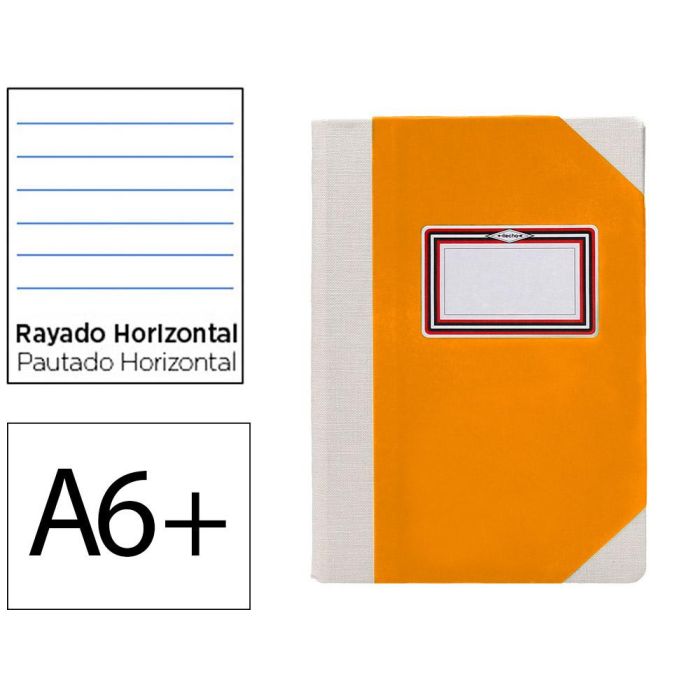 Libro Cartone Cosido Fernandes Flecha Din A6+ Rayado Horizontal 50 Hojas 100 gr Naranja