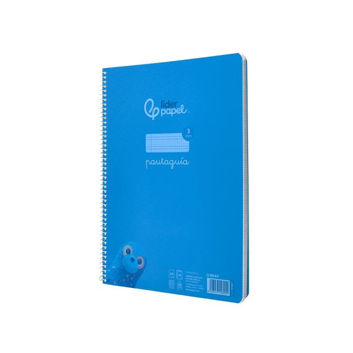 Cuaderno Espiral Liderpapel Din A4 Pautaguia Tapa Plastico 80H 90 gr Cuadro Pautado 3 mm Con Margen Color Azul 4 unidades 3