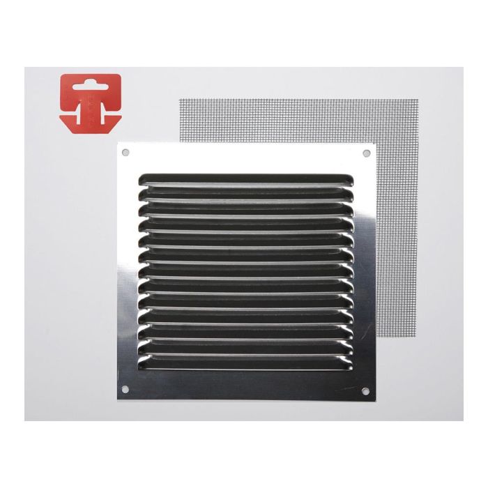 Fepre Rejilla de ventilación con mosquitera, acero inoxidable 150x150mm, cromado Fepre Rejilla de ventilación con mosquitera, acero inoxidable 150x150mm, cromado