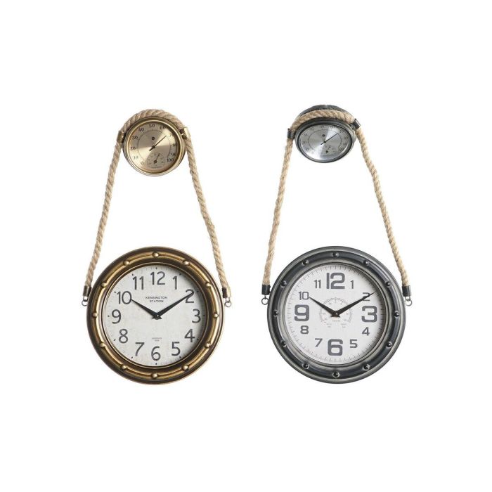 Reloj Pared Vintage DKD Home Decor Dorado Negro 8 x 50 x 28.5 cm (2 Unidades)