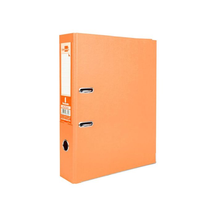 Archivador De Palanca Liderpapel Folio Documenta Forrado Pvc Con Rado Lomo 75 mm Naranja Con Compresor 6 unidades 1