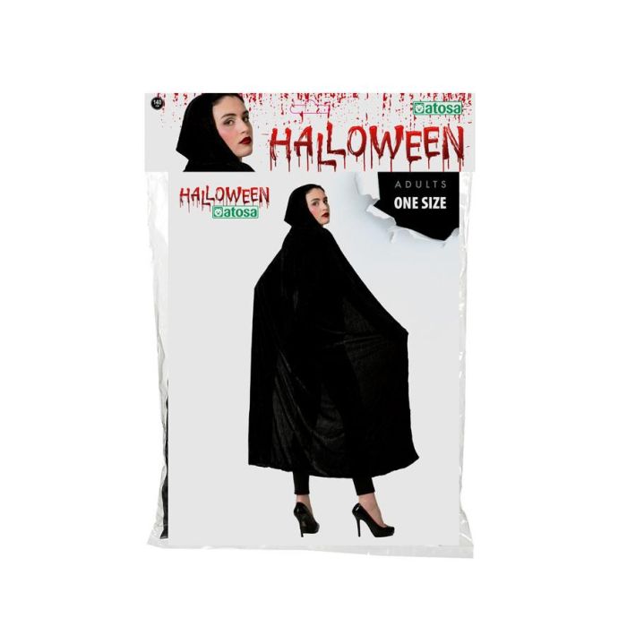 Capa Con Capucha 140 cm Terciopelo Negro 1 Capa Con Capucha 140 cm Terciopelo Negro 1