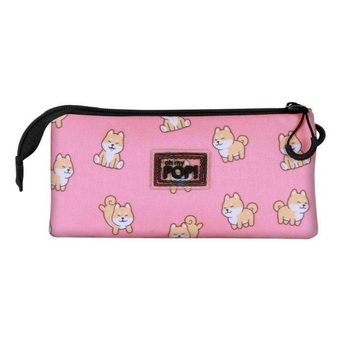 Oh My Pop Estuche Portatodo Triple Shiba Rosa con 3 Compartimentos, Material Ripstop Repelente a Líquidos, ideal para Lápices 2 Oh My Pop Estuche Portatodo Triple Shiba Rosa con 3 Compartimentos, Material Ripstop Repelente a Líquidos, ideal para Lápices 2