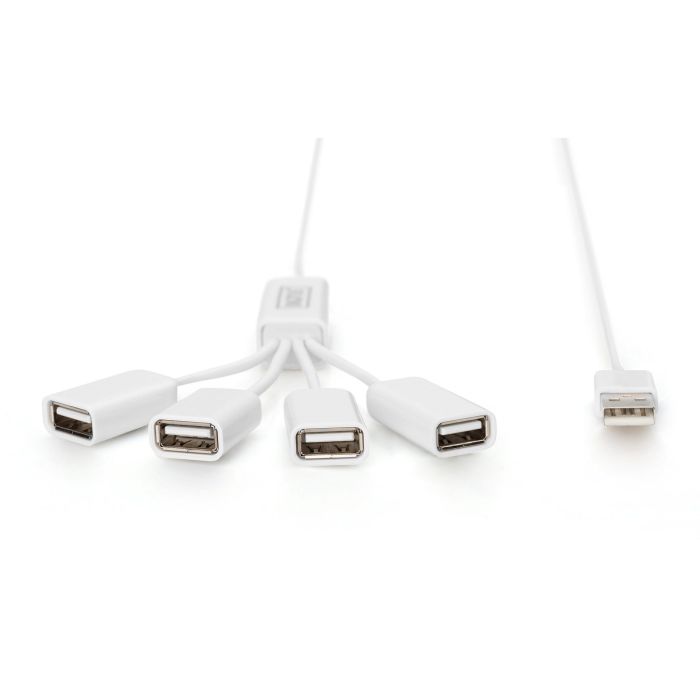 Digitus Hub USB 4 Puertos 2.0 -> 4xA2.0 Cable Integrado Blanco 1