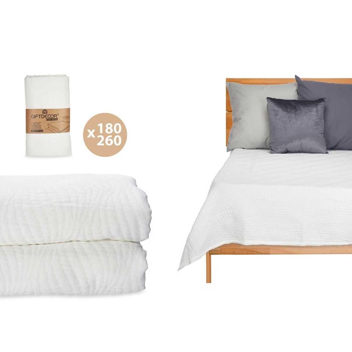 Colcha Cama Agua Blanco 180x260 cm - Giftdecor - Poliéster 75%, Algodón 25% (4 Unidades) Colcha Cama Agua Blanco 180x260 cm - Giftdecor - Poliéster 75%, Algodón 25% (4 Unidades)
