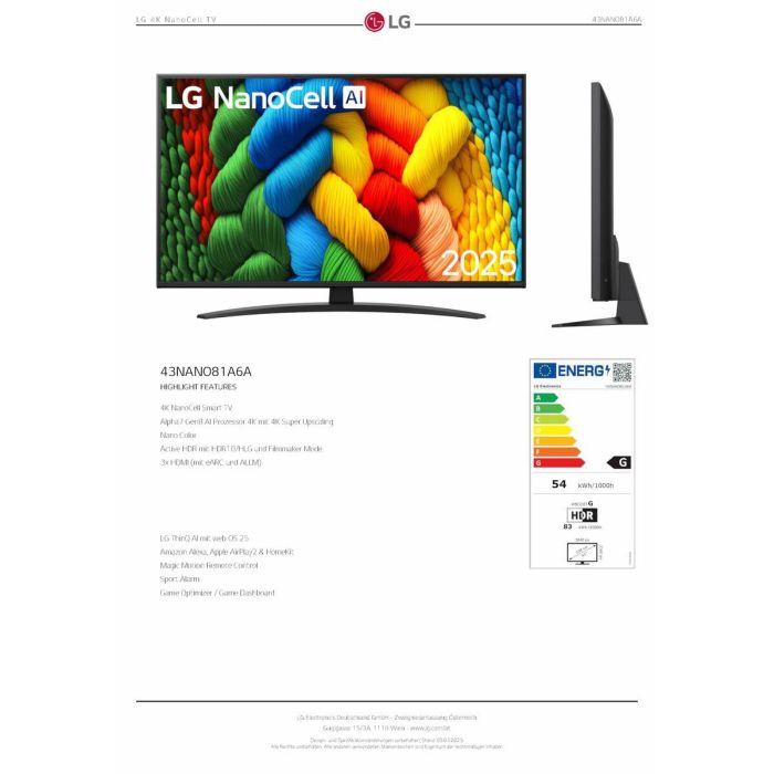 Smart TV LG 43NANO81A6A.AEU 4K Ultra HD 43" 5 Smart TV LG 43NANO81A6A.AEU 4K Ultra HD 43" 5