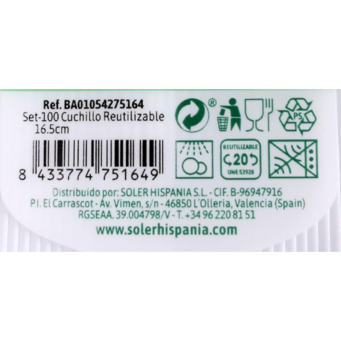Set de 100 cuchillos ecológicos Algon 16.5 cm (20 Cajas) 3 Set de 100 cuchillos ecológicos Algon 16.5 cm (20 Cajas) 3