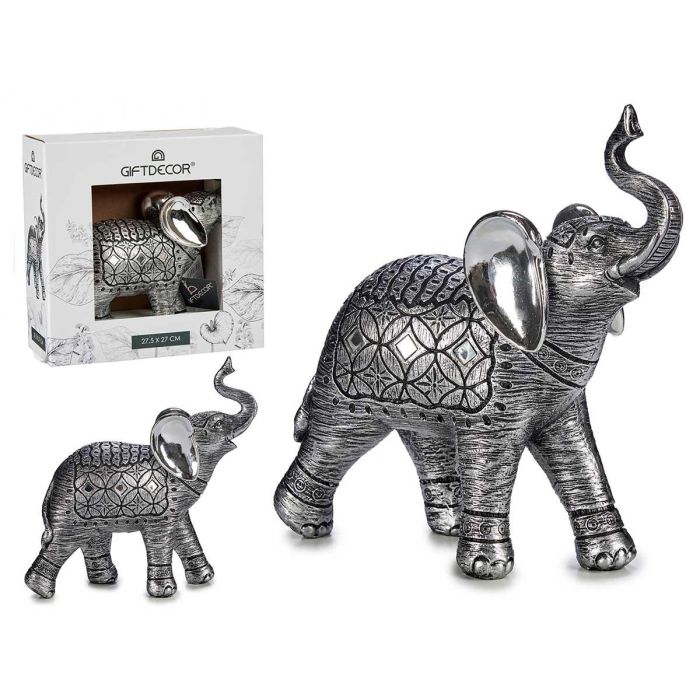 Elefante de Resina Grande Plata Giftdecor 27x27x11 cm (4 Unidades) Elefante de Resina Grande Plata Giftdecor 27x27x11 cm (4 Unidades)