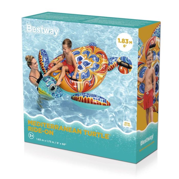 Bestway Figura Hinchable Tortuga Mediterranea con Asas 183x173 cm +3 Años Playa y Piscina 41523 2