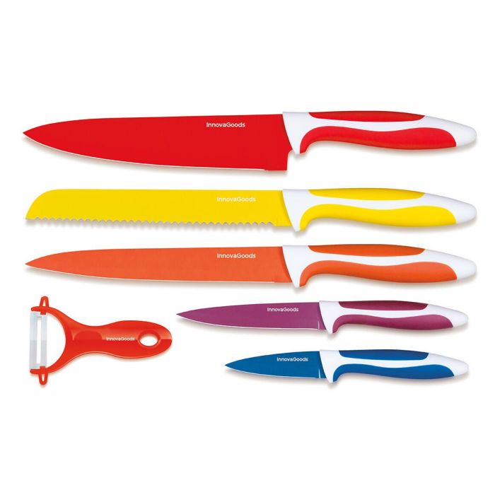 Juego de Cuchillos Cerámicos y Pelador Knoolvs InnovaGoods 6 Piezas 7 Juego de Cuchillos Cerámicos y Pelador Knoolvs InnovaGoods 6 Piezas 7