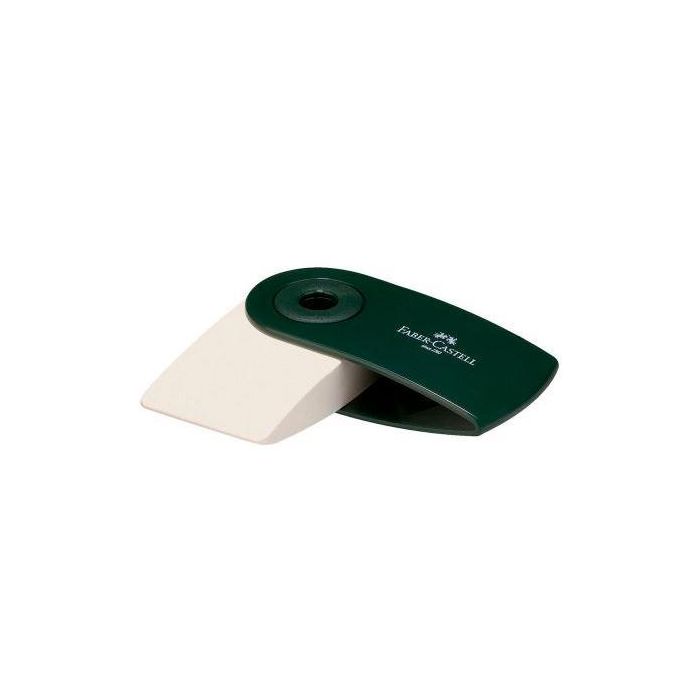Faber Castell Goma de Borrar Sleeve Verde con Funda Protectora Ergonómica - Borrado Limpio sin Manchas (12 Unidades) (12 Unidades)