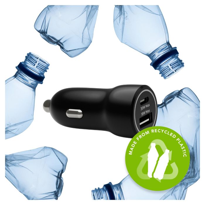 DBR CC18MOBL7104 Cargador de Coche USB-C y USB 30W, 2 Puertos, Alimentación por Encendedor, Negro 1