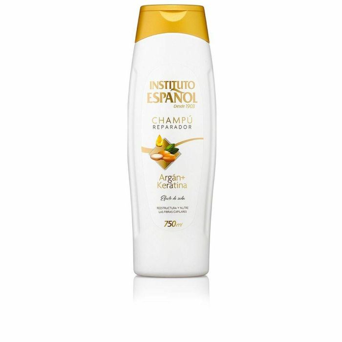 Instituto Español Champú Reparador con Argán y Keratina para Cabello Dañado, Nutrición y Fortalecimiento Intenso 750 ml