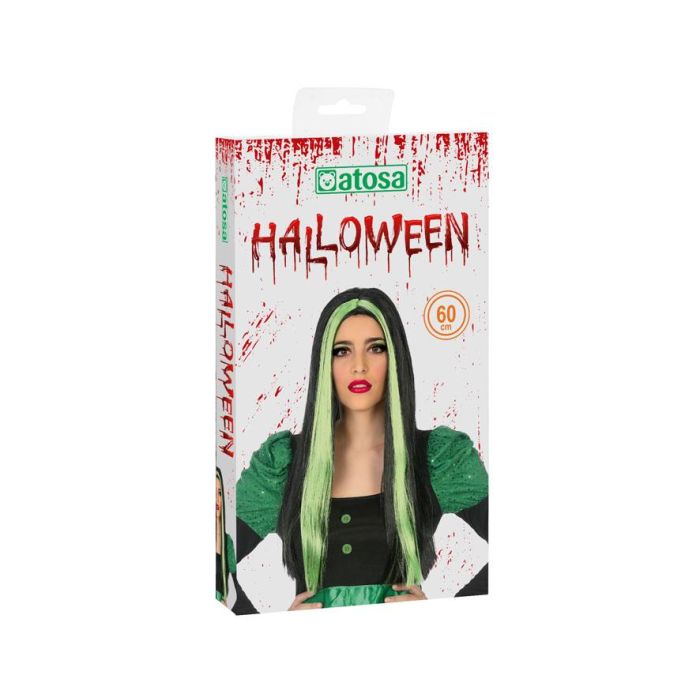 Peluca Vampiresa Verde Larga Lisa para Adulto - Halloween 1