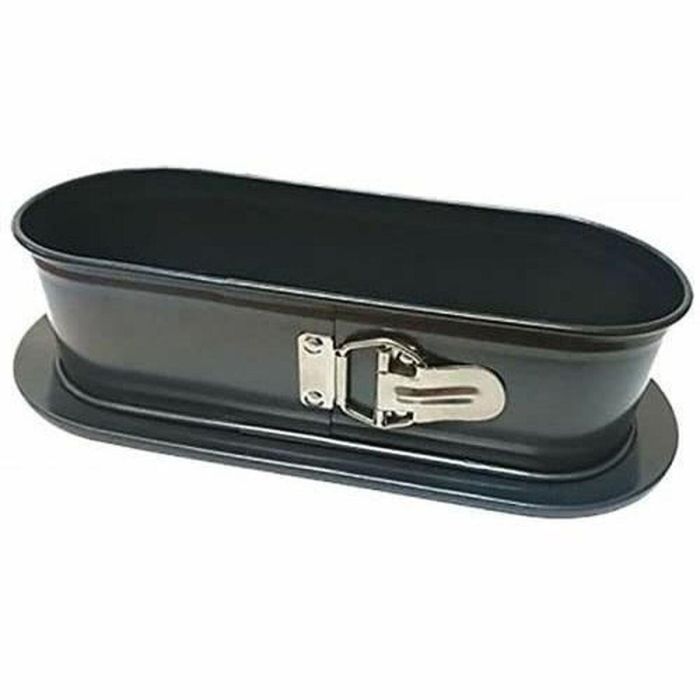 Baumalu BAU3216384513181 Molde Ovalado con Bisagras Antiadherente Antracita Acero al Carbono 0,8 mm 31x12x8 cm