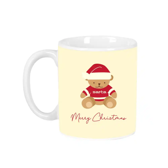 Safta Taza Grande Osito Beige Felices Fiestas 8x9,5x8cm 1