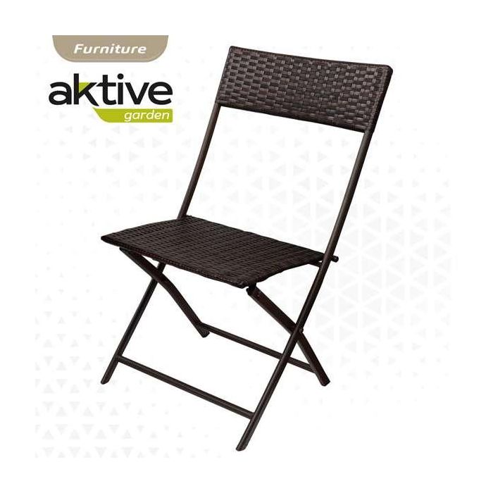 Conjunto de mesa cuadrada plegable (60x72 cm) + 2 sillas de ratán (44x83,5 cm) aktive 1 Conjunto de mesa cuadrada plegable (60x72 cm) + 2 sillas de ratán (44x83,5 cm) aktive 1