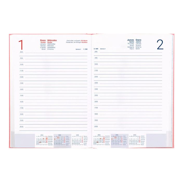 Agenda Encuadernada Liderpapel Creta 170x240 mm 2025 Dia Pagina Color Rosa Papel 70 gr 7