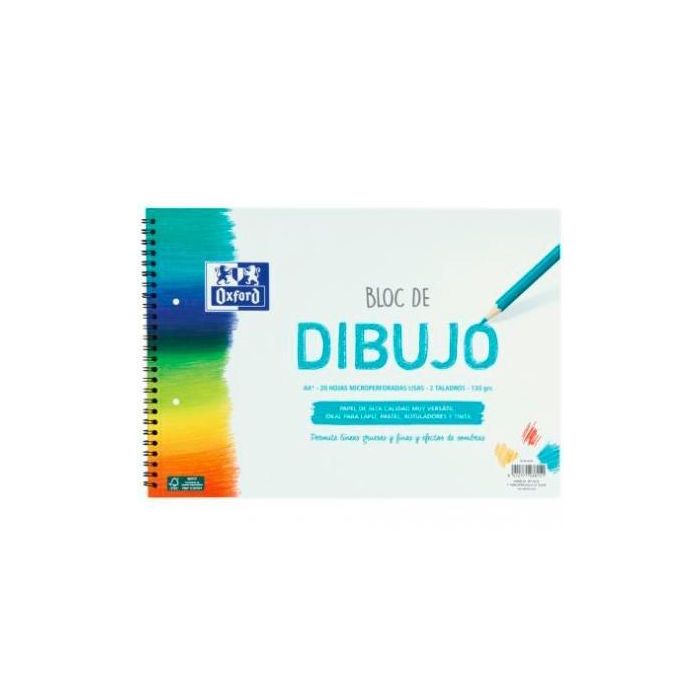 Oxford Bloc Dibujo Escolar Multitaladro 2 T- Blanda Espiral 20H 130 gr A4+ Liso Blanco Oxford Bloc Dibujo Escolar Multitaladro 2 T- Blanda Espiral 20H 130 gr A4+ Liso Blanco