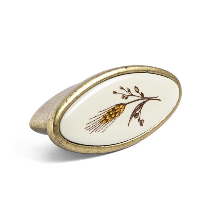 Giusti Tirador y Pomo Oasis Porcelana Marfil / Bronce - 1 Agujero o 128mm - 28x62mm para Muebles, Puertas 2
