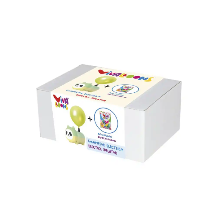 Blanca Compresor Eléctrico Panda 450W con Bolsa de 50 Globos de Látex Biodegradable Colores Surtidos de Regalo 2