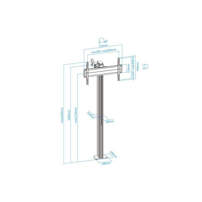 TooQ FS2270M-B Soporte de suelo para TV hasta 70", Plata, Aluminio 7 TooQ FS2270M-B Soporte de suelo para TV hasta 70", Plata, Aluminio 7