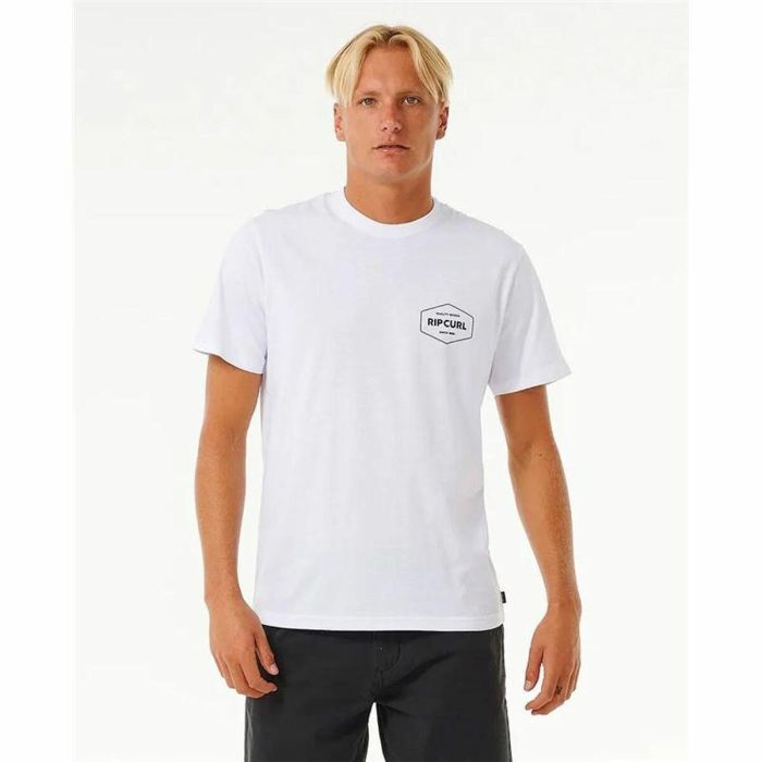 Camiseta de Manga Corta Hombre Rip Curl Stapler Blanco Camiseta de Manga Corta Hombre Rip Curl Stapler Blanco