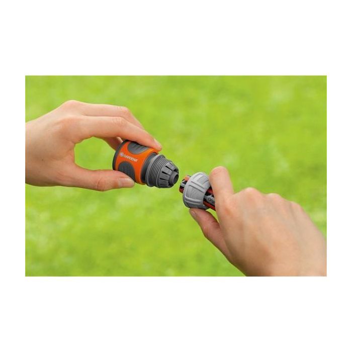 Gardena Conector rápido manguera 1/2" - 5/8", anti UV y anti hielo, polipropileno, gris/naranja 1
