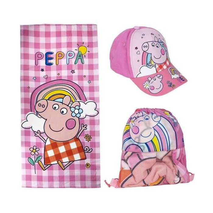 Cerdá Saquito con Toalla y Gorra Infantil Peppa Pig para Niños/Niñas de 2 a 8 Años - PINK 1