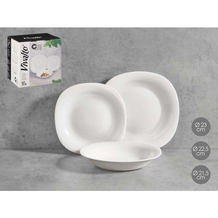 Set Vajilla Cuadrado Opal 18Pzs Vivalto 24CM (2 Unidades) Set Vajilla Cuadrado Opal 18Pzs Vivalto 24CM (2 Unidades)