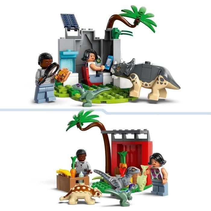 LEGO 76963 Jurassic World Centro de Rescate de Bebés Dinosaurios, Juguete con Figuras de Triceratops y Velociraptor 2