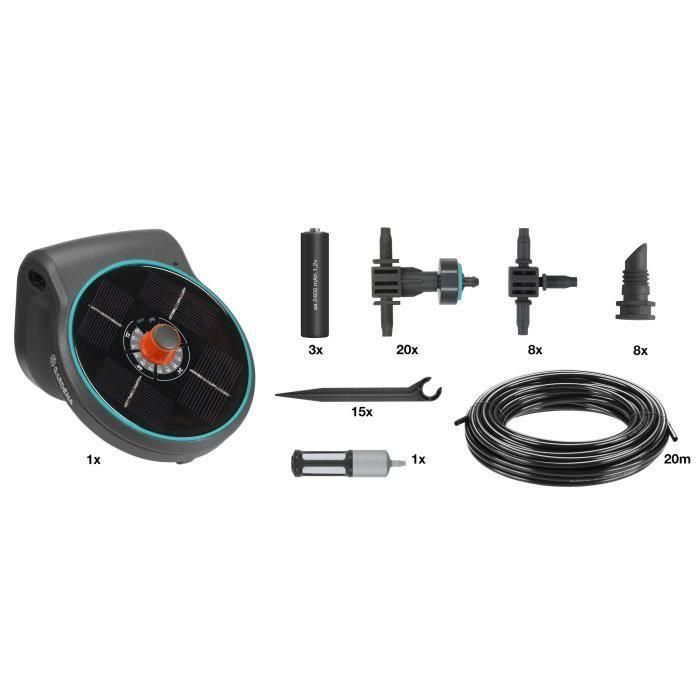 Gardena AquaBloom Kit Riego Automático Solar para 20 Plantas, Ahorro Agua, sin Grifo ni Electricidad, Unidad 3 en 1 con Bomba Goteo 2 Gardena AquaBloom Kit Riego Automático Solar para 20 Plantas, Ahorro Agua, sin Grifo ni Electricidad, Unidad 3 en 1 con Bomba Goteo 2