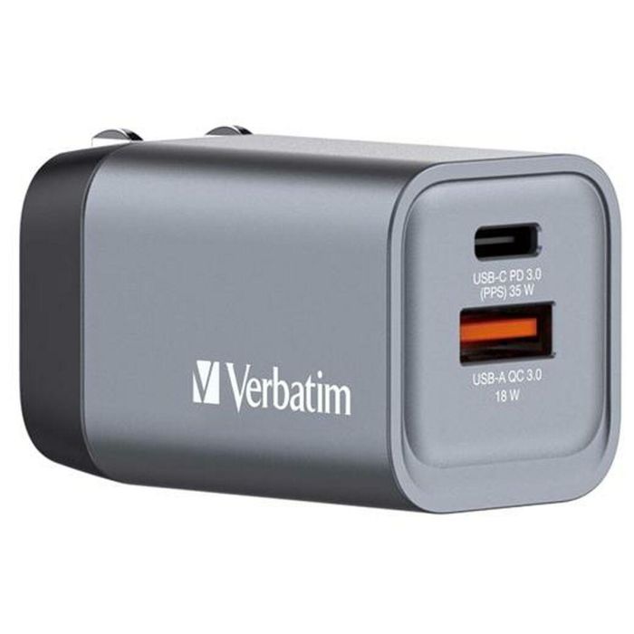 Verbatim GNC-35 Cargador de Pared Universal GaN 35W para Viaje con USB-C PD y USB-A QC 3.0, Adaptadores EU/UK/US 1 Verbatim GNC-35 Cargador de Pared Universal GaN 35W para Viaje con USB-C PD y USB-A QC 3.0, Adaptadores EU/UK/US 1