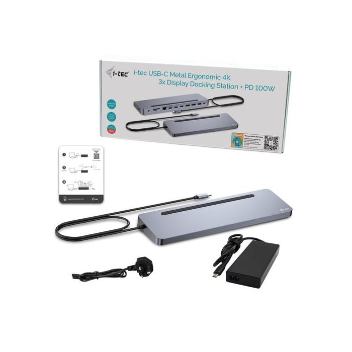Hub USB-C i-Tec C31FLAT2PDPRO Plateado 2