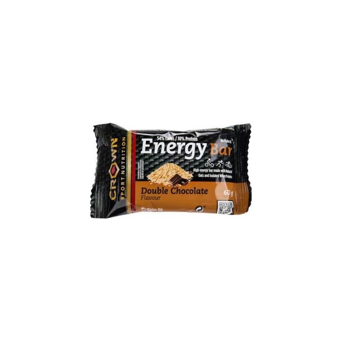 CROWN SPORT NUTRITION Energy Bar Doble Choc 60g - Barrita de Avena con Proteína para Rendimiento Deportivo