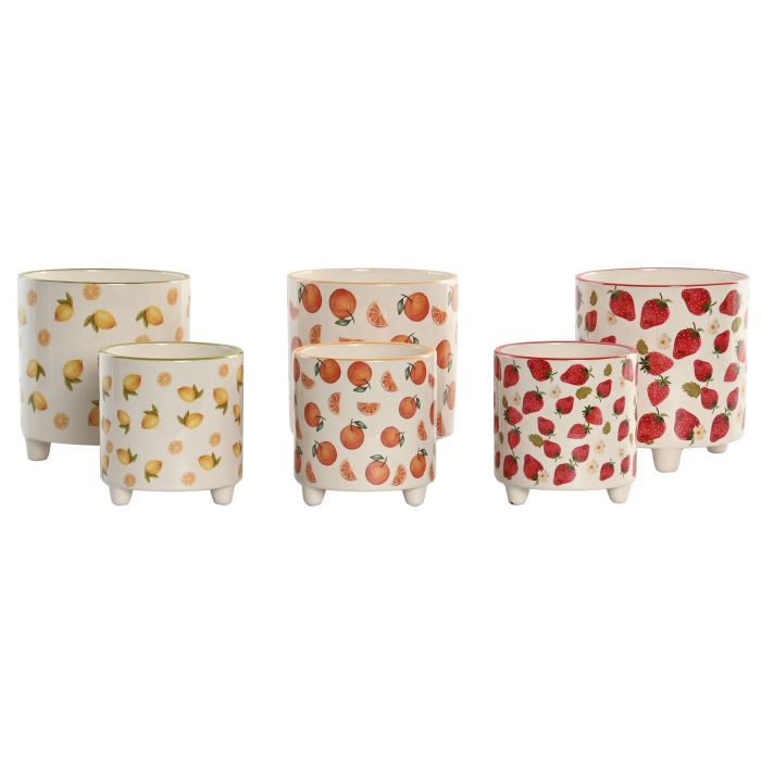 Macetero Tropical DKD Home Decor Blanco Multicolor 13.5 x 15 x 13.5 cm Set de 2 (12 Unidades) 3 Macetero Tropical DKD Home Decor Blanco Multicolor 13.5 x 15 x 13.5 cm Set de 2 (12 Unidades) 3