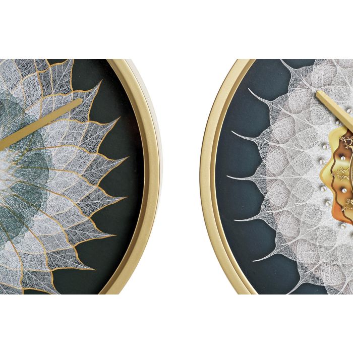 DKD Home Decor Reloj de Pared Decorativo Moderno Turquesa y Dorado de Cristal y Hierro, 40x40 cm - Pack 2 Unidades 1