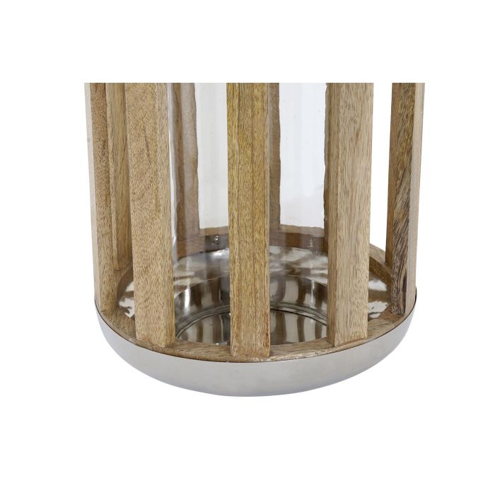 DKD Home Decor Farola Plateado Marrón, de Metal, Madera y Cristal, 22x22x44 cm 1