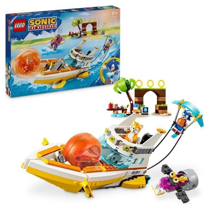 LEGO 76997 Sonic the Hedgehog Barco de aventuras de Tails, juguete interactivo