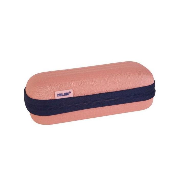 Milan Estuche Portatodo Ovalado Semirrígido Serie 1918 Rosa, Protección con Interior Aterciopelado y Tejido Ripstop