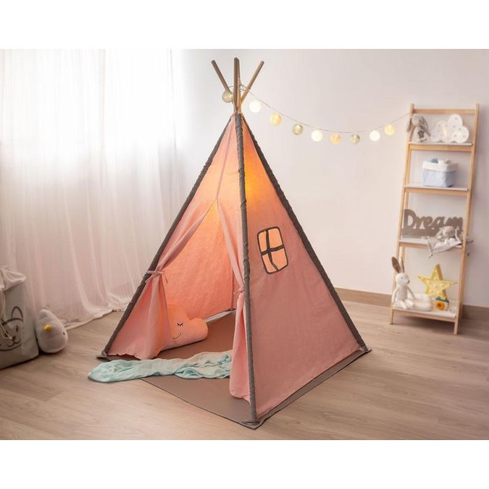 KioKids Teepee Rosa para Bebés y Niños +0 Meses, Tienda de Juego Portátil con Ventana y Puerta, Algodón Poliéster 0 KioKids Teepee Rosa para Bebés y Niños +0 Meses, Tienda de Juego Portátil con Ventana y Puerta, Algodón Poliéster 0